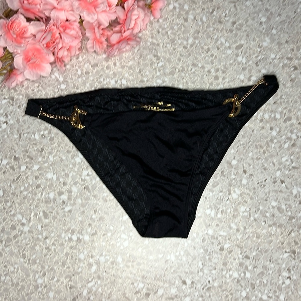 Victoria's Secret Black Bikini Bottom with Gold Hardware
